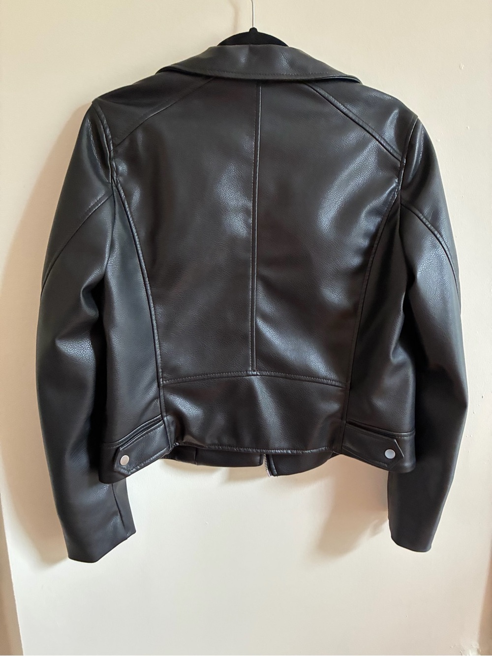 H&M Black Faux Leather Moto Jacket with Silver Hardware - Picture 6 of 6